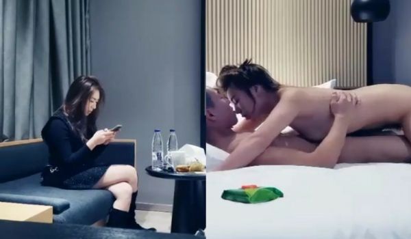 约了个黑衣少妇酒店啪啪，先做服务乳推舔菊毒龙钻，