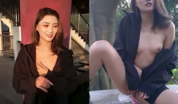 骚货小姐姐塞着粉红小玩具到运动公园野外露出，再回
