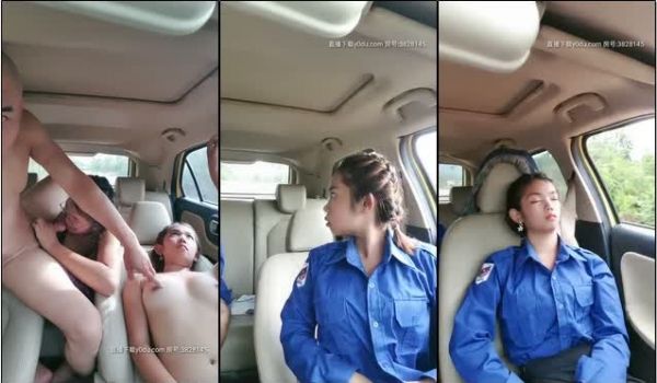 带两个中缅混血00后妹纸开车户外车震上车空间小两
