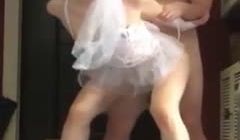呻吟超刺激婚礼出门前模特身材新娘被前男友爆草，新