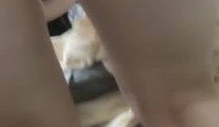 居家小情侣在家直播赚外快，完美露脸女友颜值在线 
