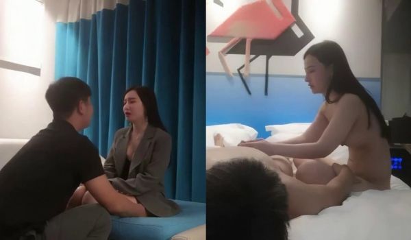 包臀裙性感美乳萌妹子，舌吻互摸调情镜头前特写口交