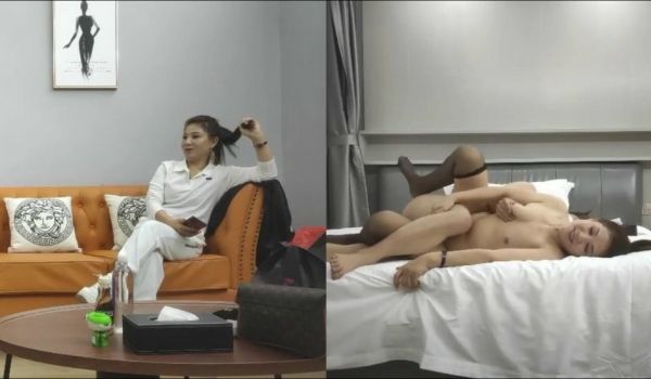 小胖哥大战轻熟女，里面穿的连体网袜太骚了，翘起屁