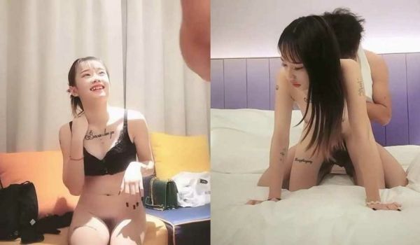 约了个金发高颜值萌妹，舔奶抠逼调情翘起屁股后入猛