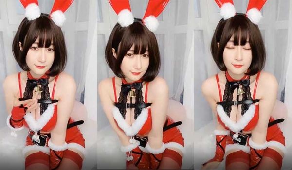 红色兔美的诱人眼神勾引